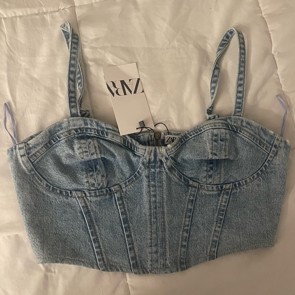 Zara Denim Crop Top NWT